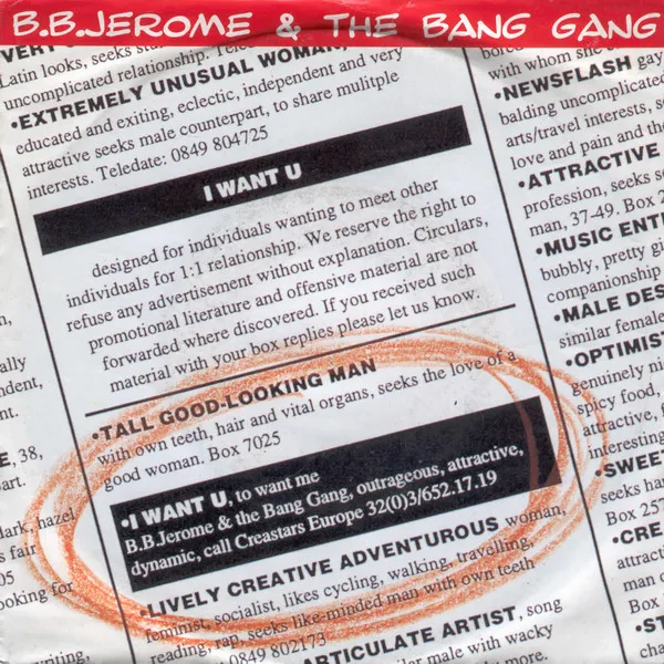 B.B. Jerome & The Bang Gang — I Want U, cover art