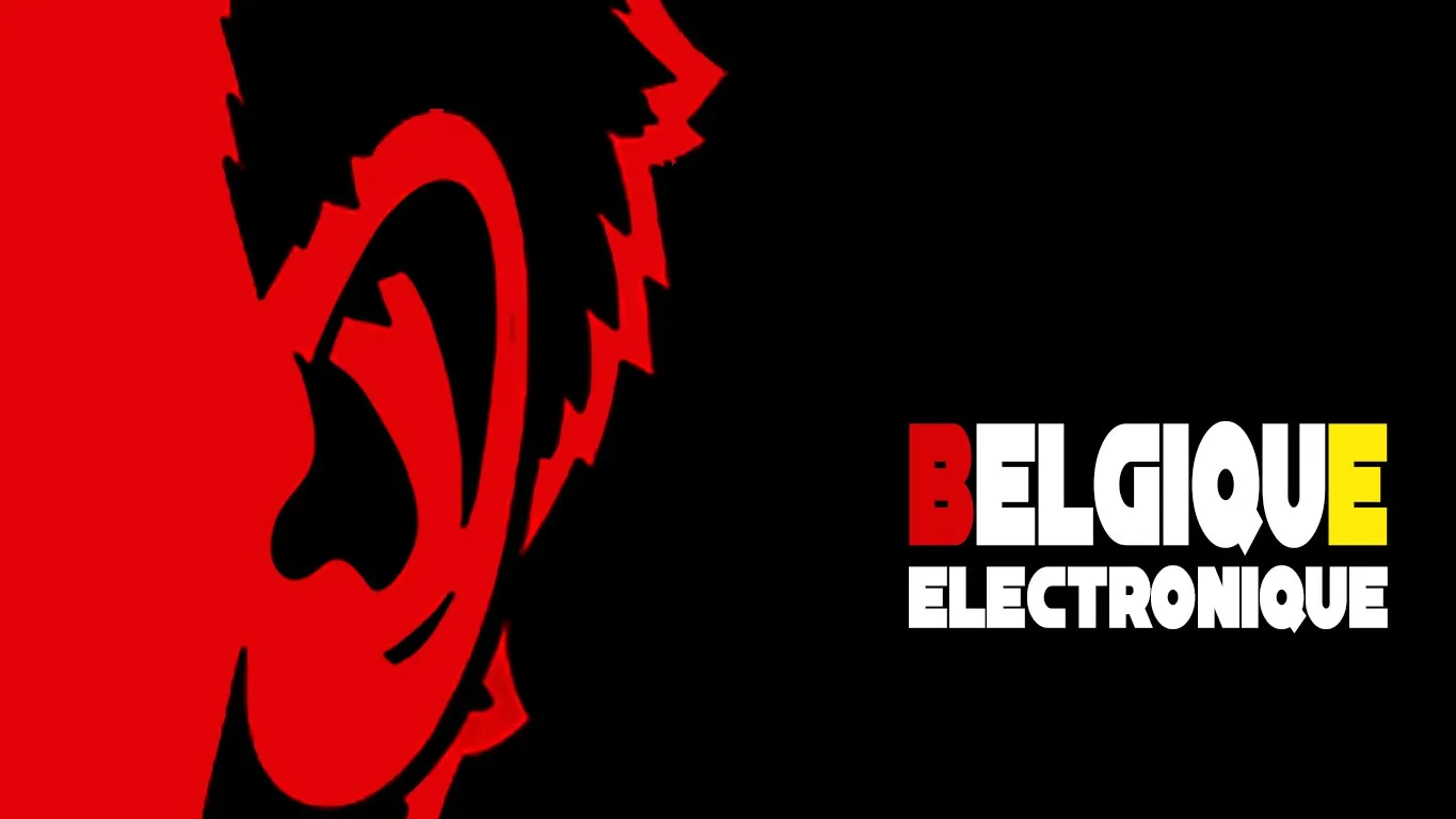 Facebook channel banner with the BELGIQUE ELECTRONIQUE wordmark on black