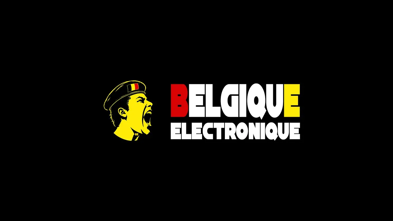 YouTube channel banner: Belgique Electronique lettering in yellow, red and white on black