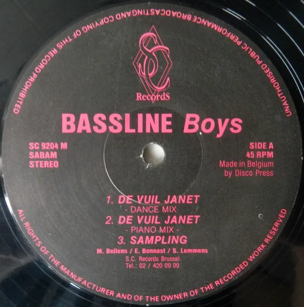 Bassline Boys — De Vuil Janet / Je Suis Une Grosse Folle, cover art