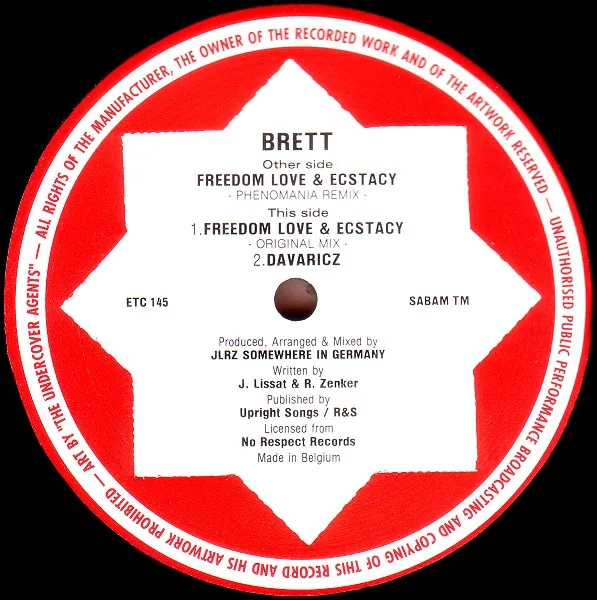 Brett — Freedom, Love & Ecstasy, cover art