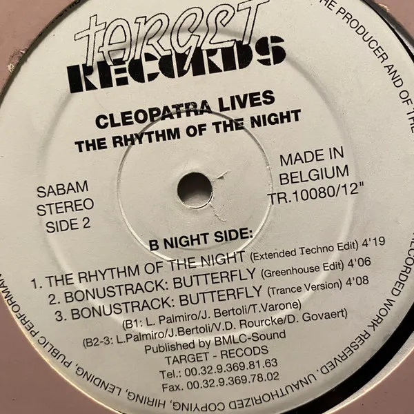 Cleopatra Lives — The Rhythm Of The Night, cover art