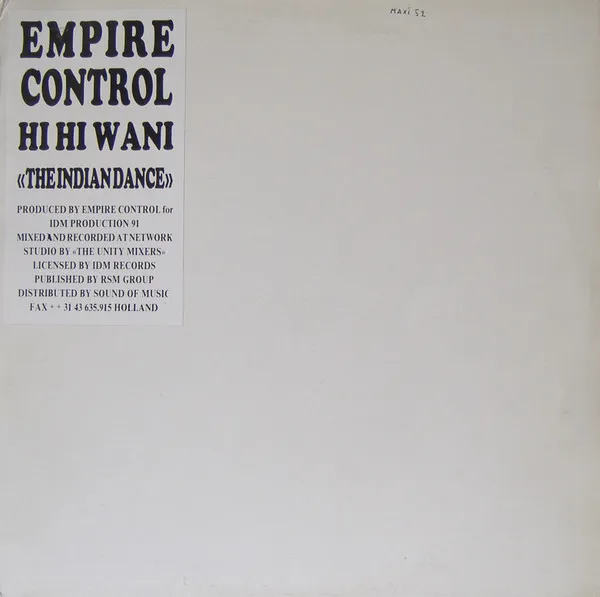 Empire Control — Hi Hi Wani (The Indian Dance), cover art