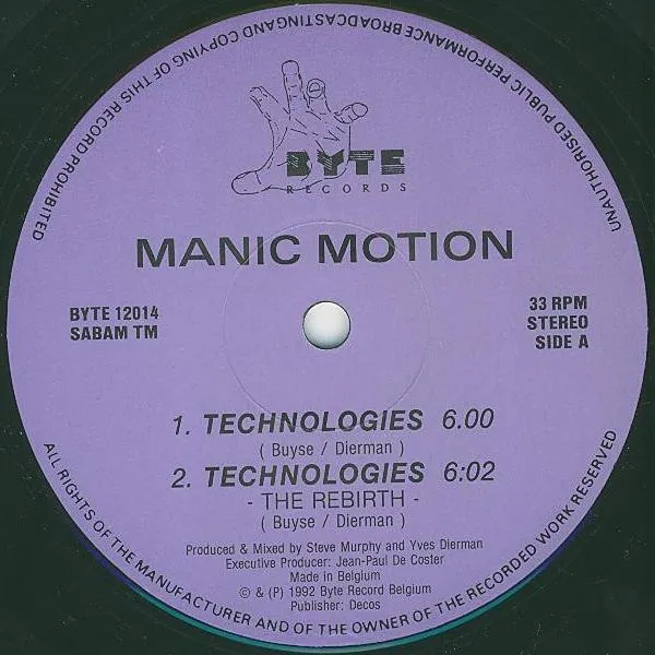 Manic Motion — Technologies / Sidelines, cover art