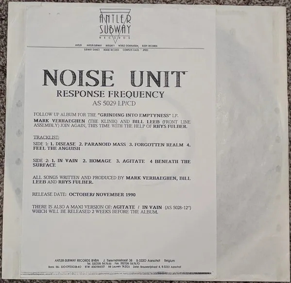 Noise Unit — Response Frequency, cover art