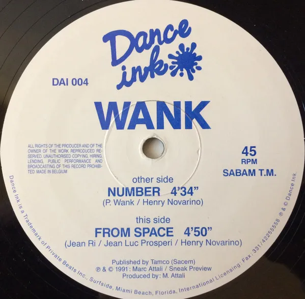 Wank — Number / From Space, cover art