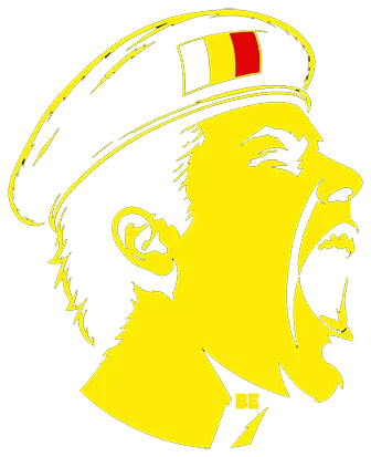 Semi-transparent screaming profile watermark in yellow